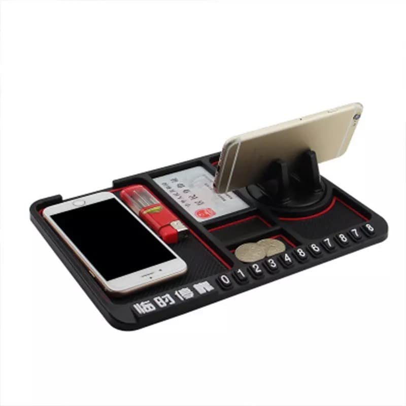 Silicone Dashboard Phone Holder โ Anti-Slip Car Stand with Parking Number Plate