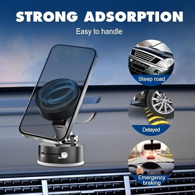 360° Foldable Magnetic Phone Stand – Strong Vacuum Suction Mount for All Devices