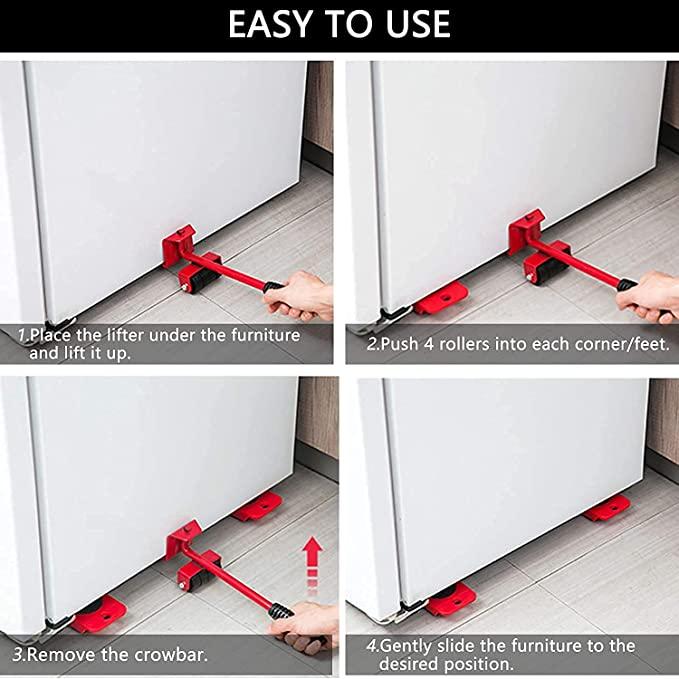 Heavy Furniture Mover Tool Set with Lifter, Rollers & Base – No Floor Damage