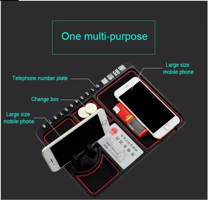 Silicone Dashboard Phone Holder โ Anti-Slip Car Stand with Parking Number Plate