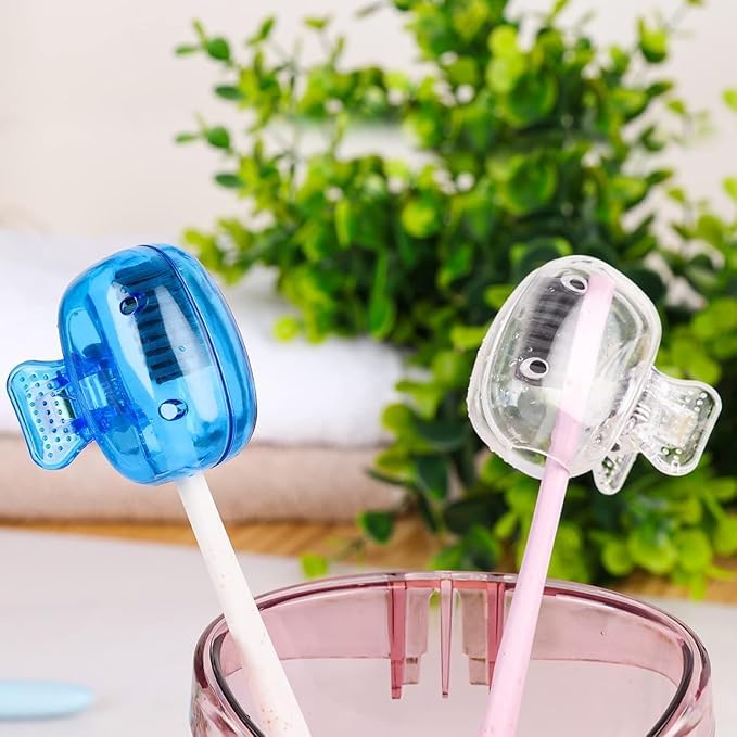 Toothbrush Cap Cover – Pack of 8 Reusable Plastic Travel Covers (Assorted Colors)