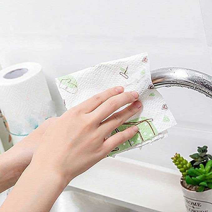 Eco-Friendly Disposable Cleaning Towel Roll โ 40 Pcs Strong Absorbent Paper Towels for Kitchen & Multi-Surface Cleaning