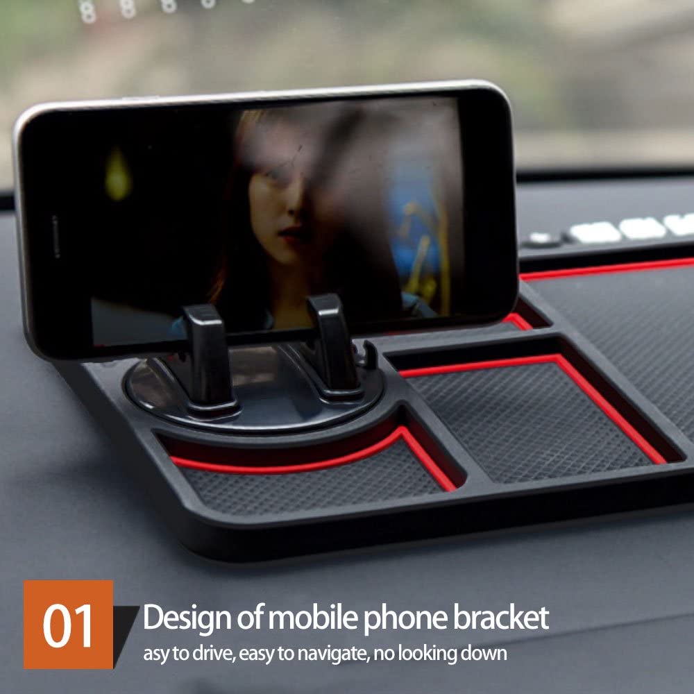 Silicone Dashboard Phone Holder โ Anti-Slip Car Stand with Parking Number Plate