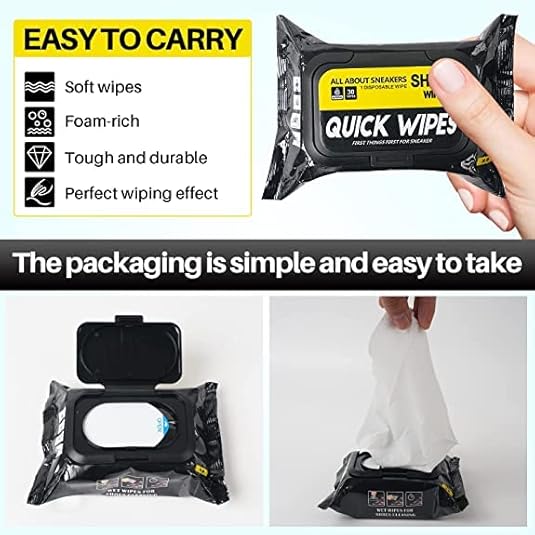 Natural Sneaker & Shoe Cleaner Wipes – Resealable Pack of 80 for On-the-Go Use