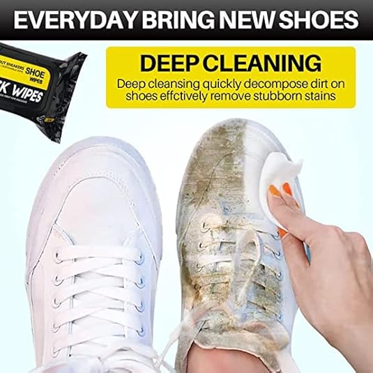 Natural Sneaker & Shoe Cleaner Wipes – Resealable Pack of 80 for On-the-Go Use