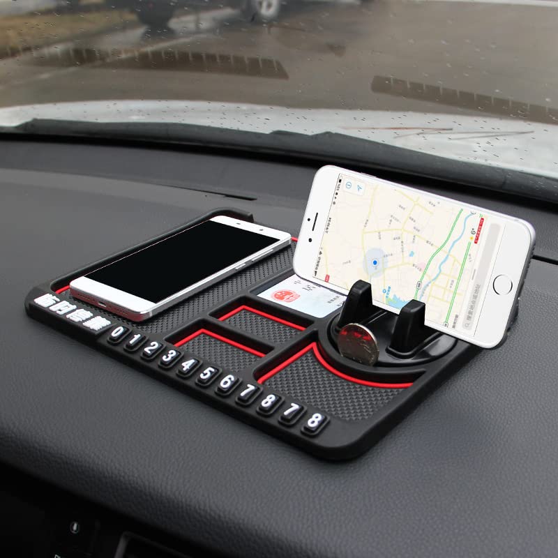 Silicone Dashboard Phone Holder โ Anti-Slip Car Stand with Parking Number Plate