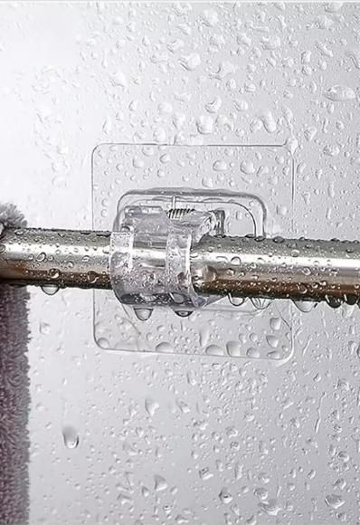 Easy Mount Rod Clips – Self-Adhesive Plastic Hooks for Curtain, Towel, Shower Rods (Pack of 6)