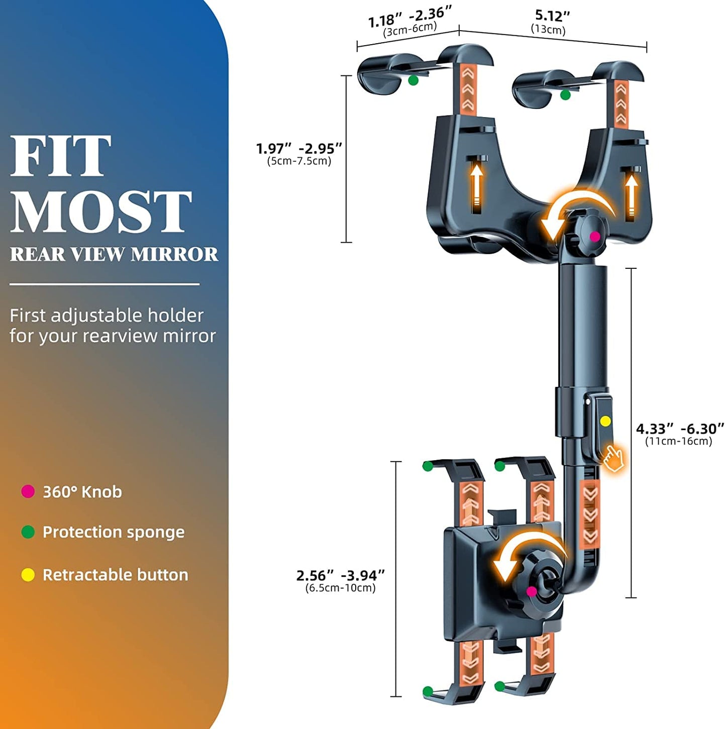 360° Car Rearview Mirror Phone Holder – Universal Auto Mount for Hands-Free Driving