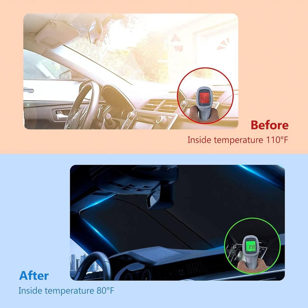 Folding Car Window Sunshade Cover – UV Protection & Heat Shield for Interior Cooling (Pack of 1)