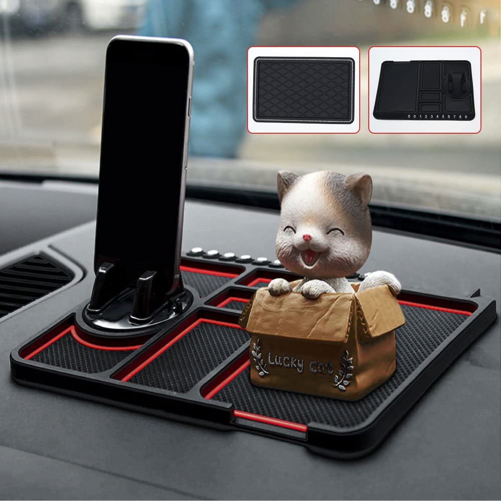 Silicone Dashboard Phone Holder โ Anti-Slip Car Stand with Parking Number Plate