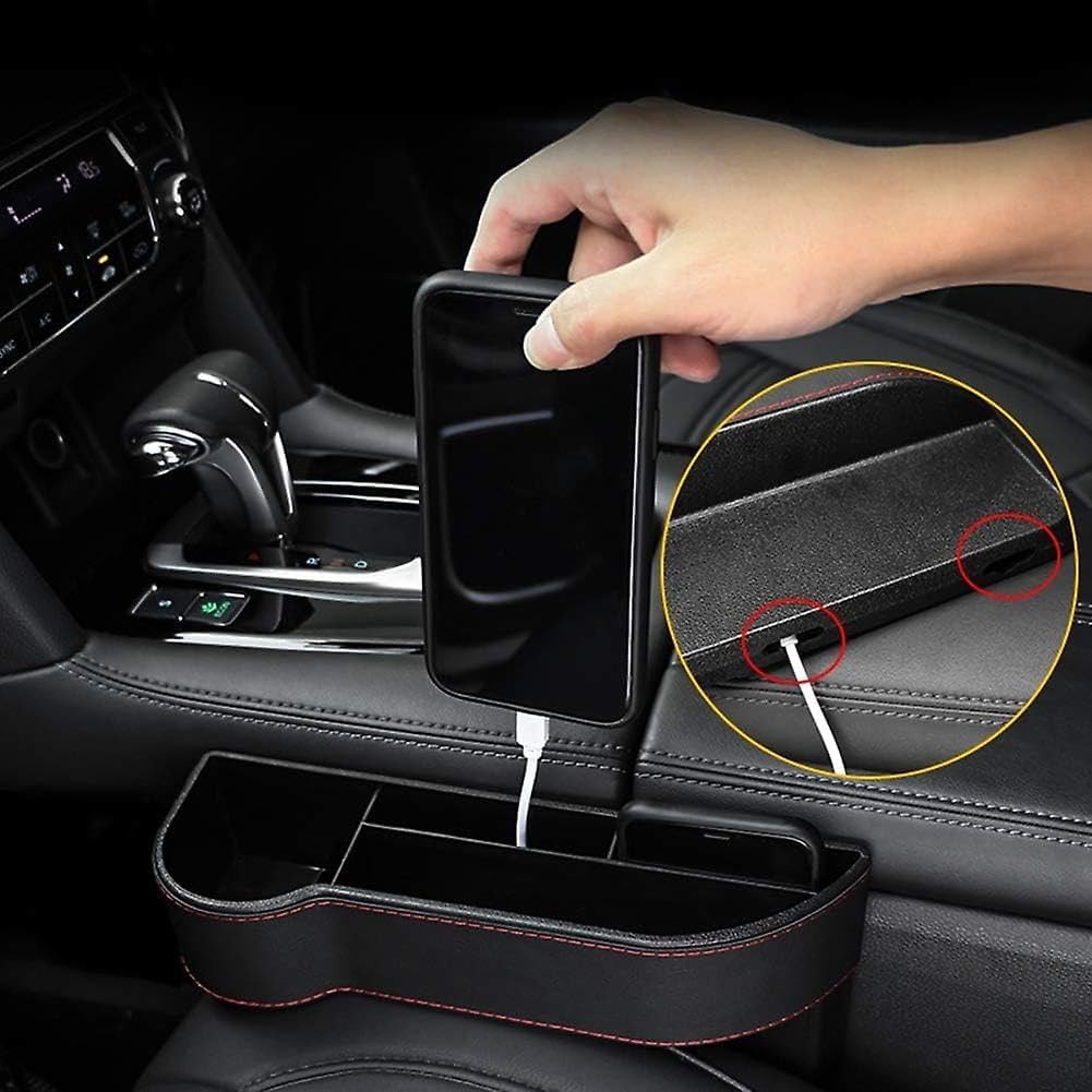 Car Seat Gap Filler Organizer – Adjustable PU Leather Car Side Pocket for Storage
