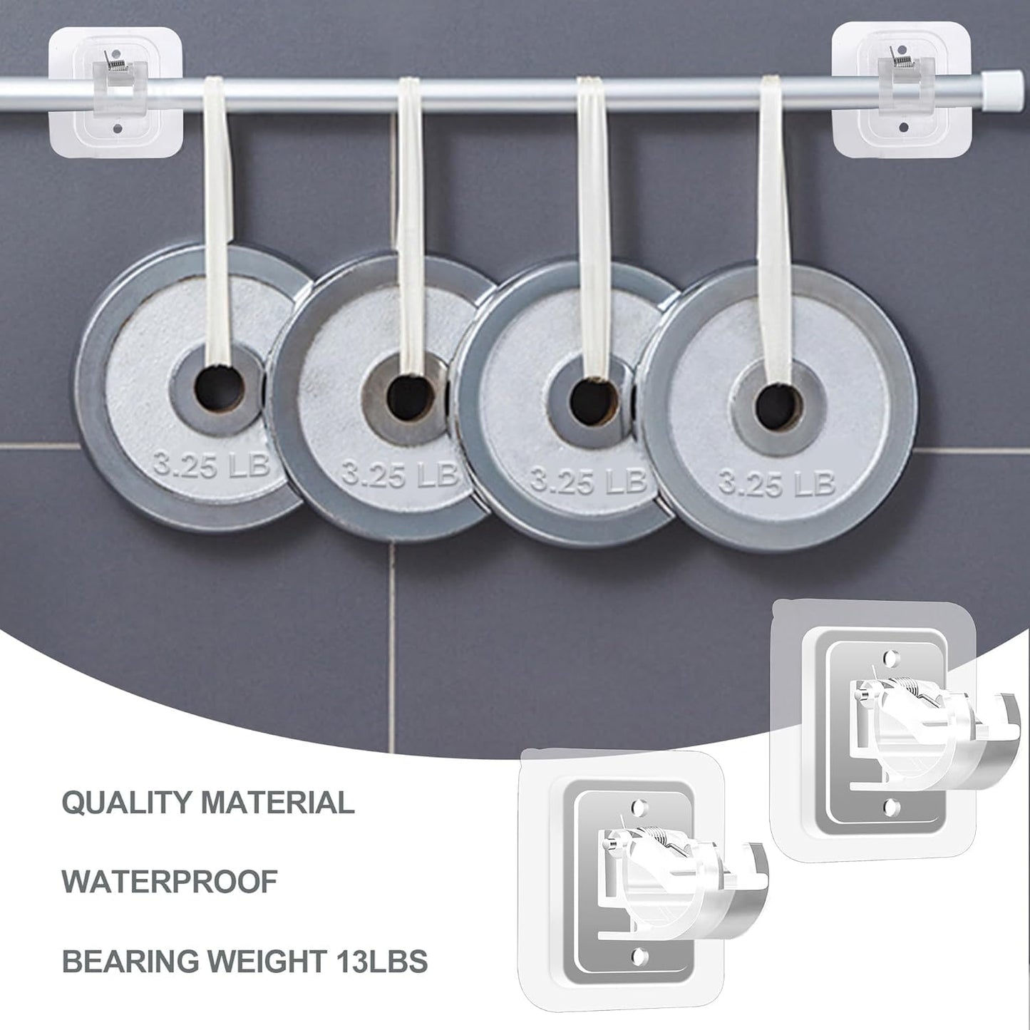 Easy Mount Rod Clips – Self-Adhesive Plastic Hooks for Curtain, Towel, Shower Rods (Pack of 6)