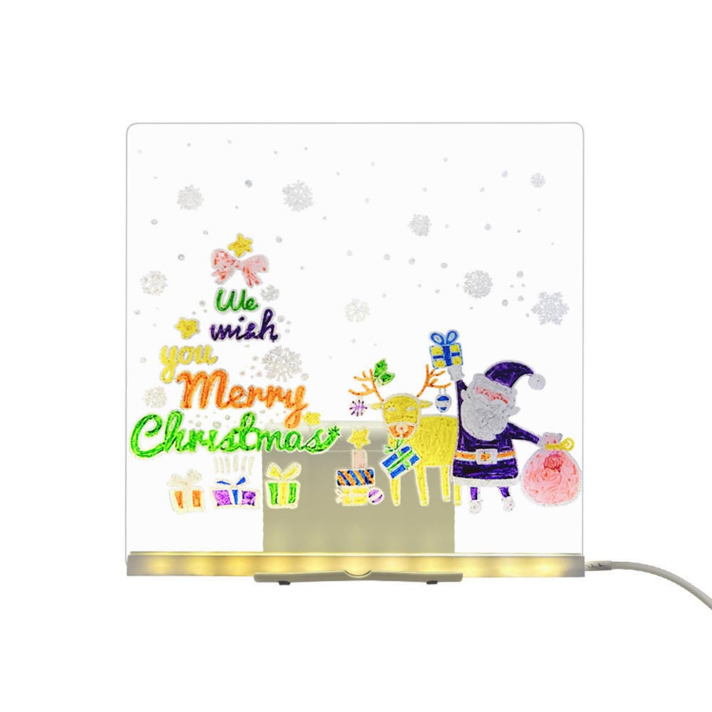 3D LED Acrylic Message Board with 12 Color Pens – USB Night Light Writing Pad