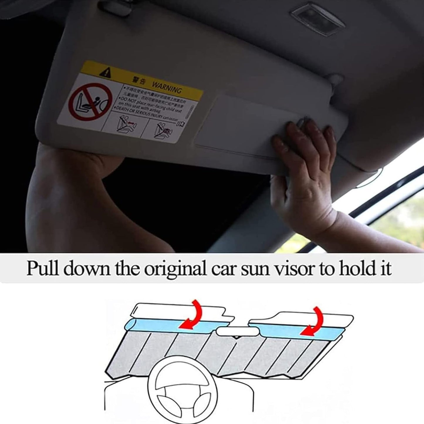 Folding Car Window Sunshade Cover – UV Protection & Heat Shield for Interior Cooling (Pack of 1)