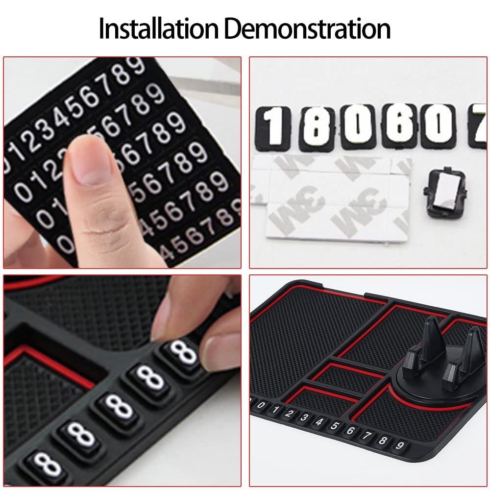 Silicone Dashboard Phone Holder โ Anti-Slip Car Stand with Parking Number Plate