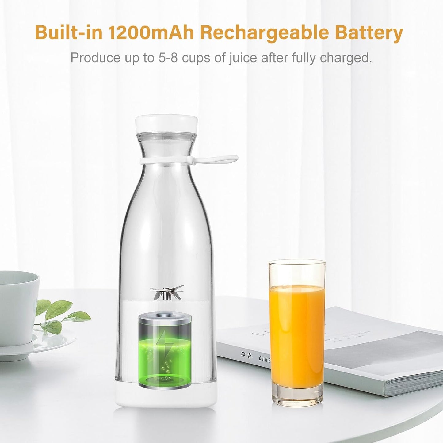 Compact Portable Blender Electric Bottle for On-the-Go Nutrition – Personal Juicer for Juice & Shakes