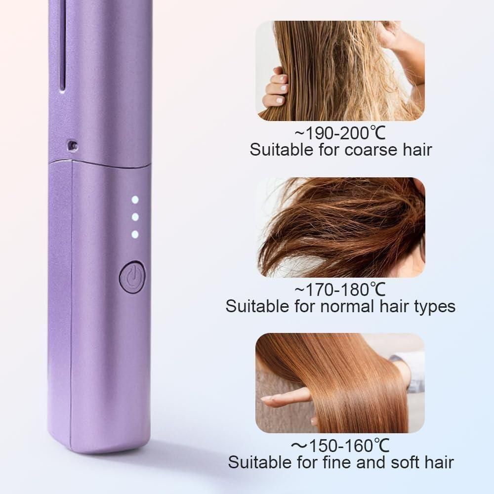 Mini Cordless Hair Straightener – Portable & Rechargeable Hot Comb for Quick Styling