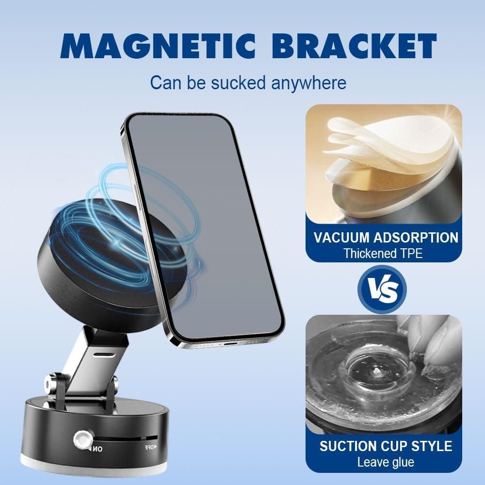 360° Foldable Magnetic Phone Stand – Strong Vacuum Suction Mount for All Devices