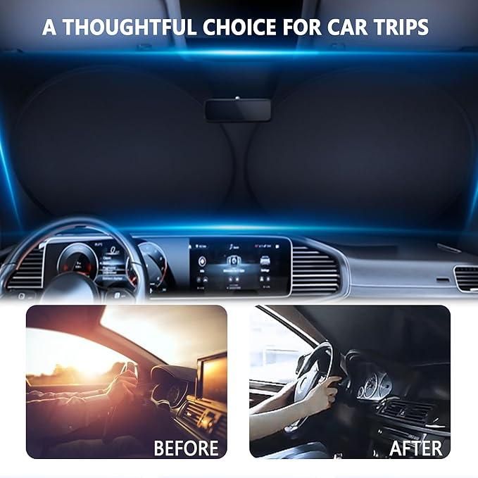 Folding Car Window Sunshade Cover – UV Protection & Heat Shield for Interior Cooling (Pack of 1)