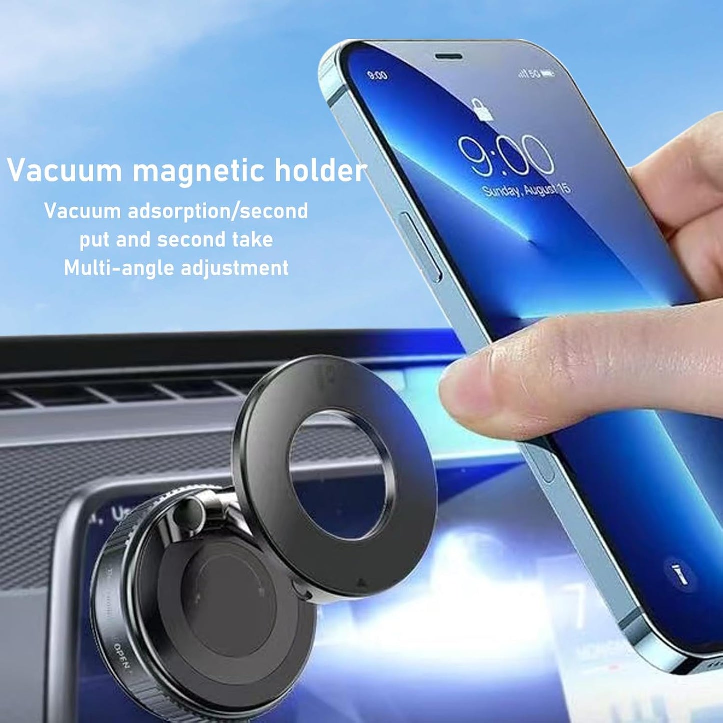 Universal Magnetic Vacuum Suction Stand – 360° Rotating Phone Holder for Home, Car & Office