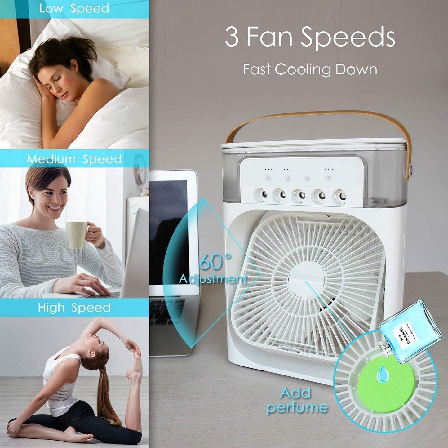 3-in-1 Personal Air Conditioner & Sprayer - Portable USB Powered Humidifier & Air Cooler for Home/Office