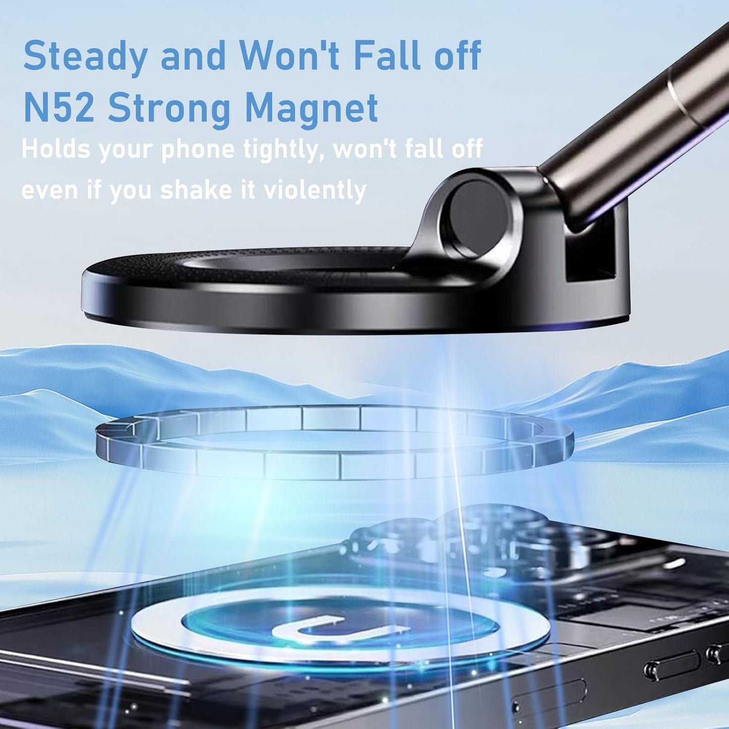 Universal Magnetic Vacuum Suction Stand – 360° Rotating Phone Holder for Home, Car & Office