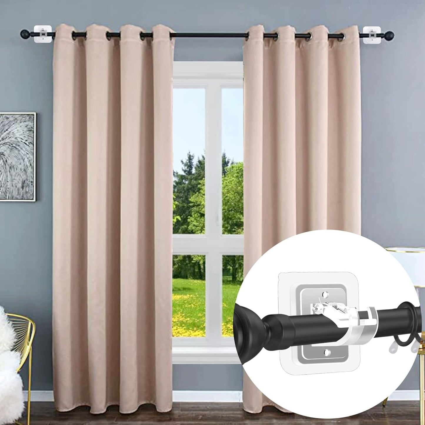 Easy Mount Rod Clips – Self-Adhesive Plastic Hooks for Curtain, Towel, Shower Rods (Pack of 6)