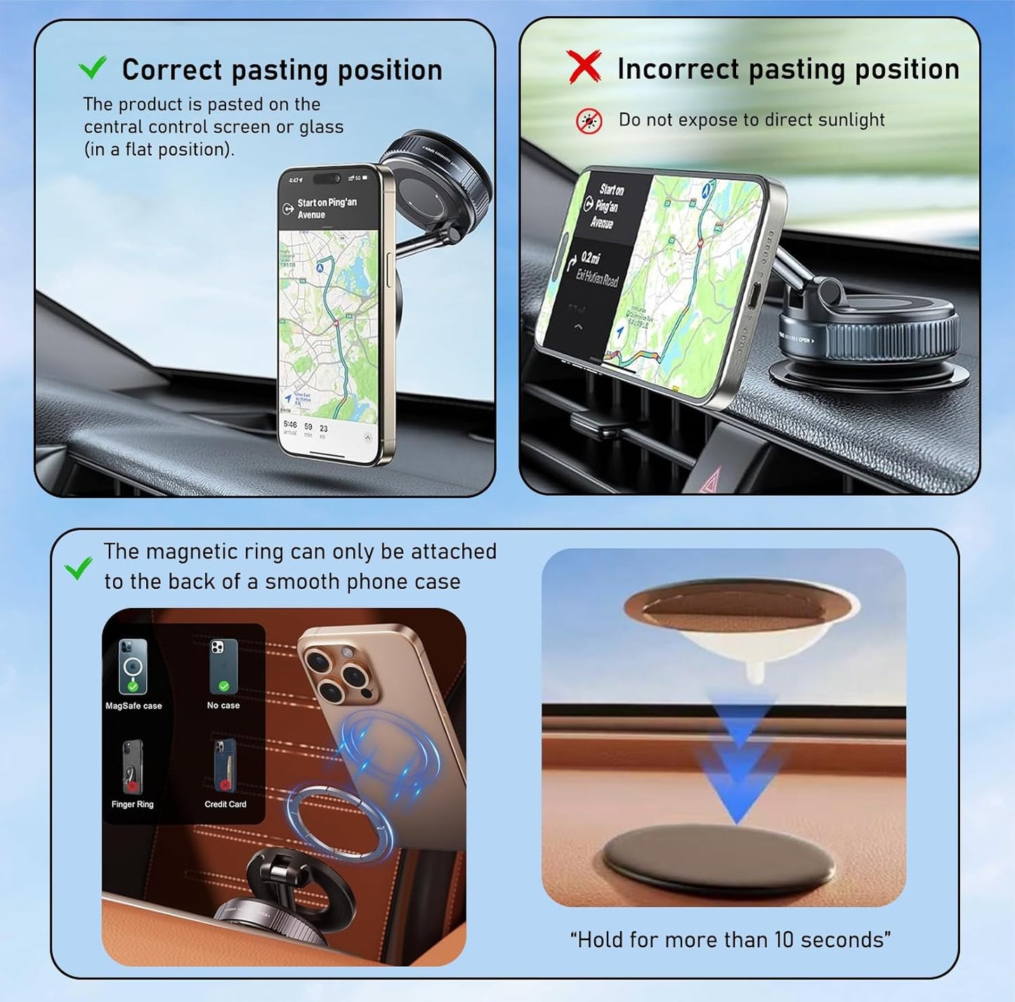 Universal Magnetic Vacuum Suction Stand – 360° Rotating Phone Holder for Home, Car & Office