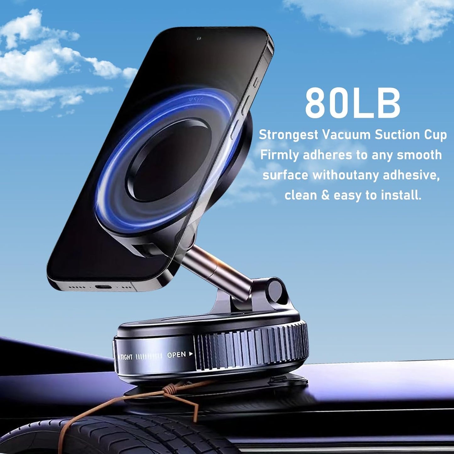 Universal Magnetic Vacuum Suction Stand – 360° Rotating Phone Holder for Home, Car & Office