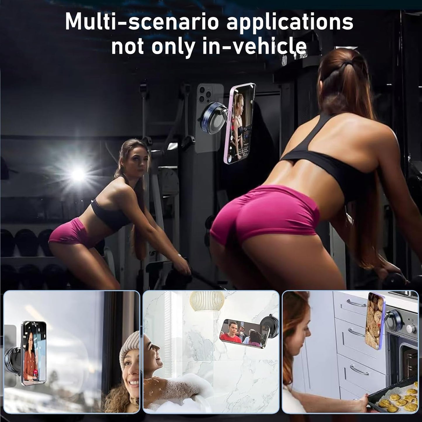 Universal Magnetic Vacuum Suction Stand – 360° Rotating Phone Holder for Home, Car & Office