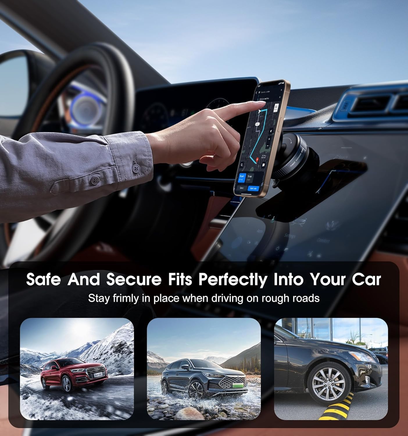 Magnetic Suction Phone Holder โ 360ยฐ Rotating Mount for Car, Office & Home