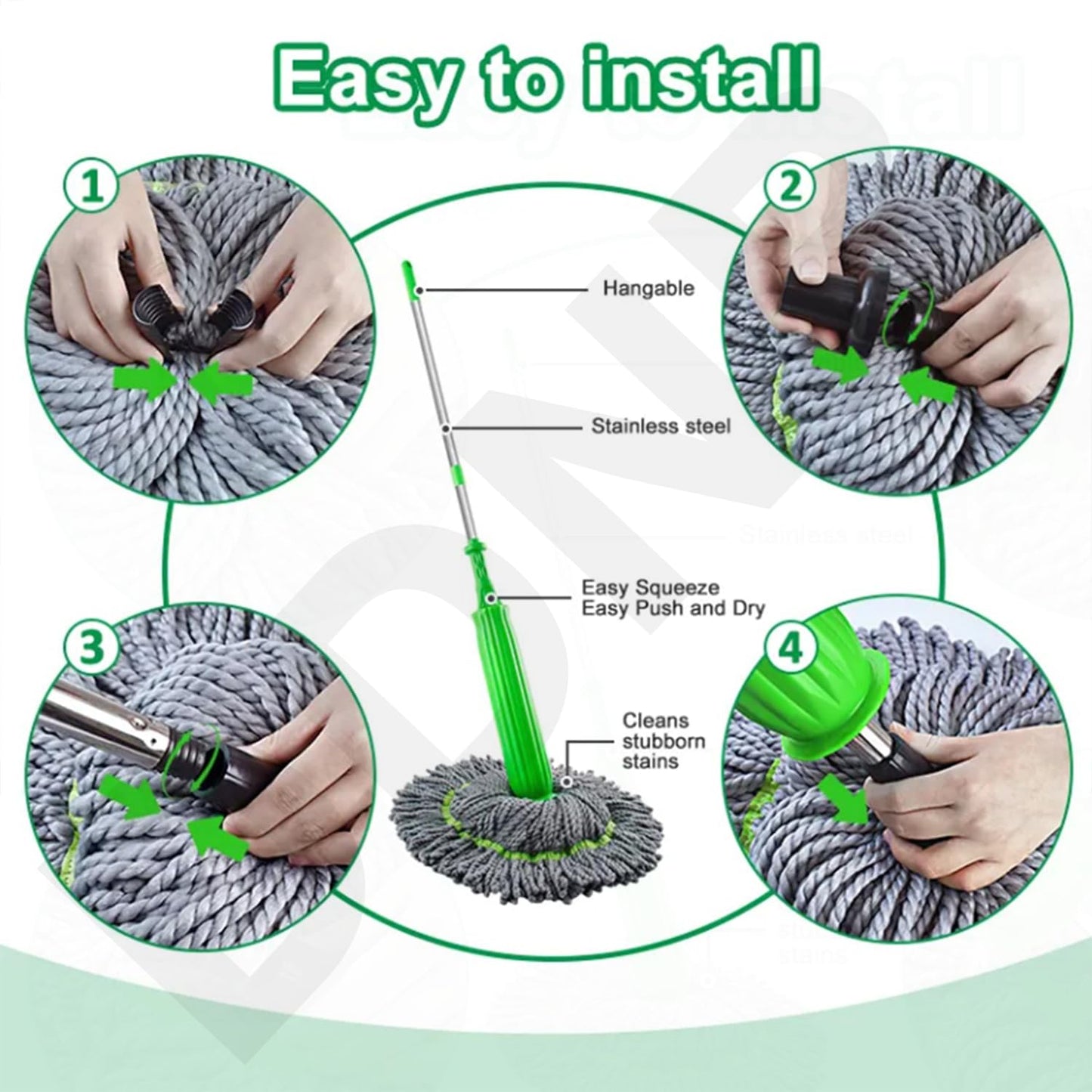 Self-Twisting Water Rotating Mop – 360° Microfiber Cleaning Mop for Home, Office & Multi-Surface Use