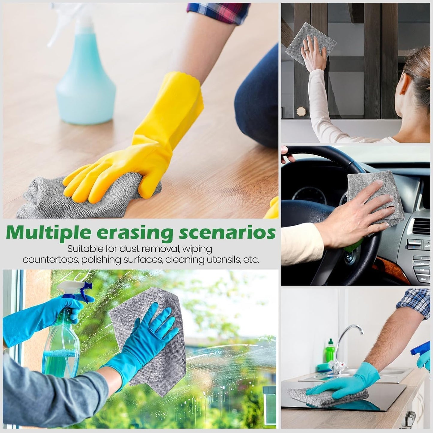 Reusable Microfiber Cleaning Towels – 20 Pcs Multipurpose Cloths for Kitchen, Car & Electronics