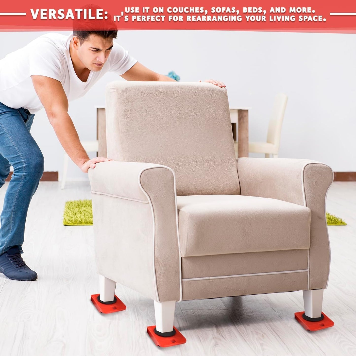 Heavy Furniture Mover Tool Set with Lifter, Rollers & Base – No Floor Damage