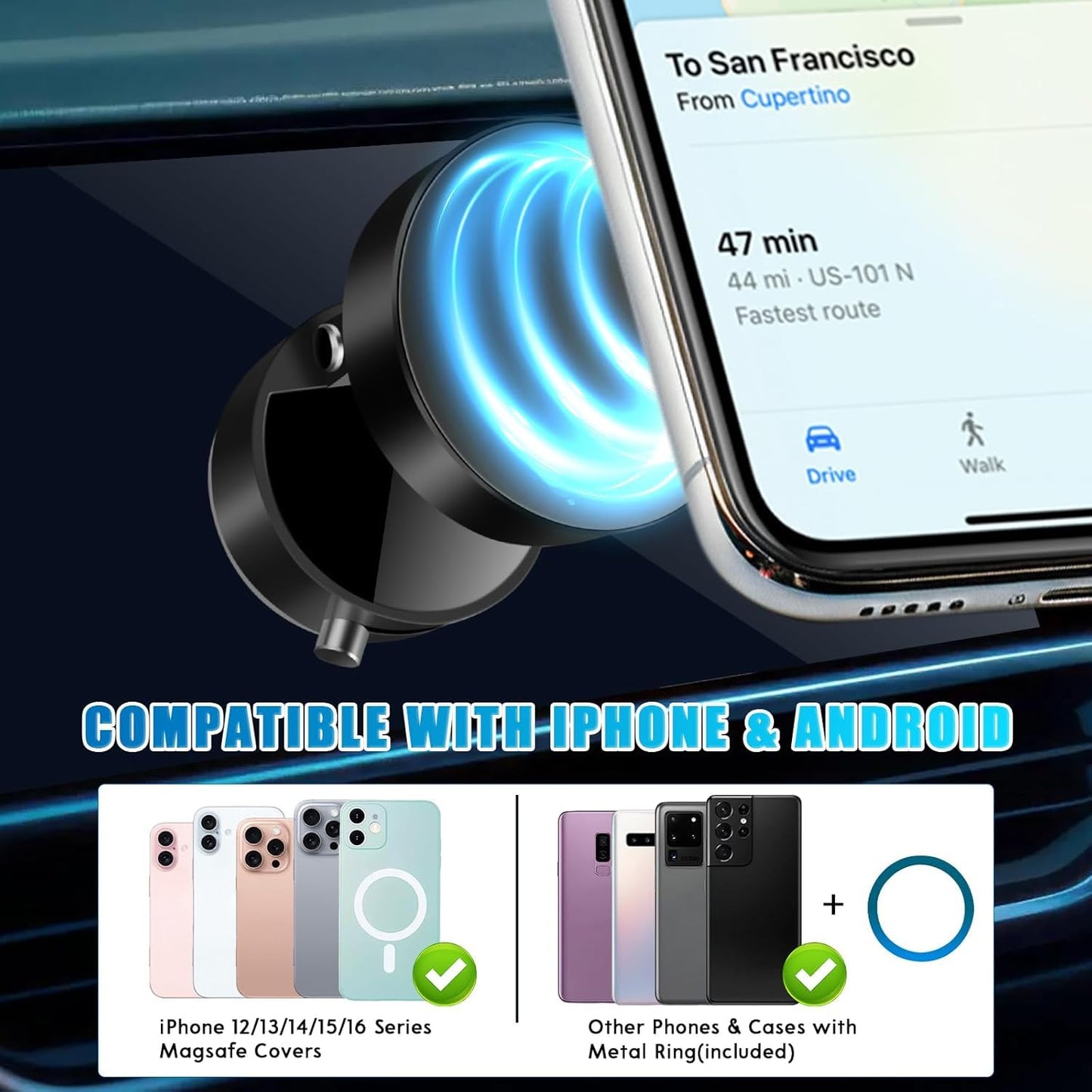 360° Foldable Magnetic Phone Stand – Strong Vacuum Suction Mount for All Devices
