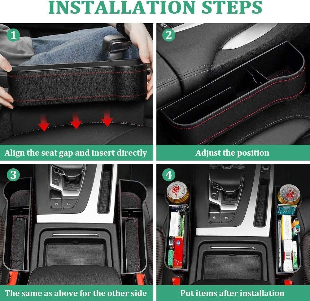Car Seat Gap Filler Organizer – Adjustable PU Leather Car Side Pocket for Storage