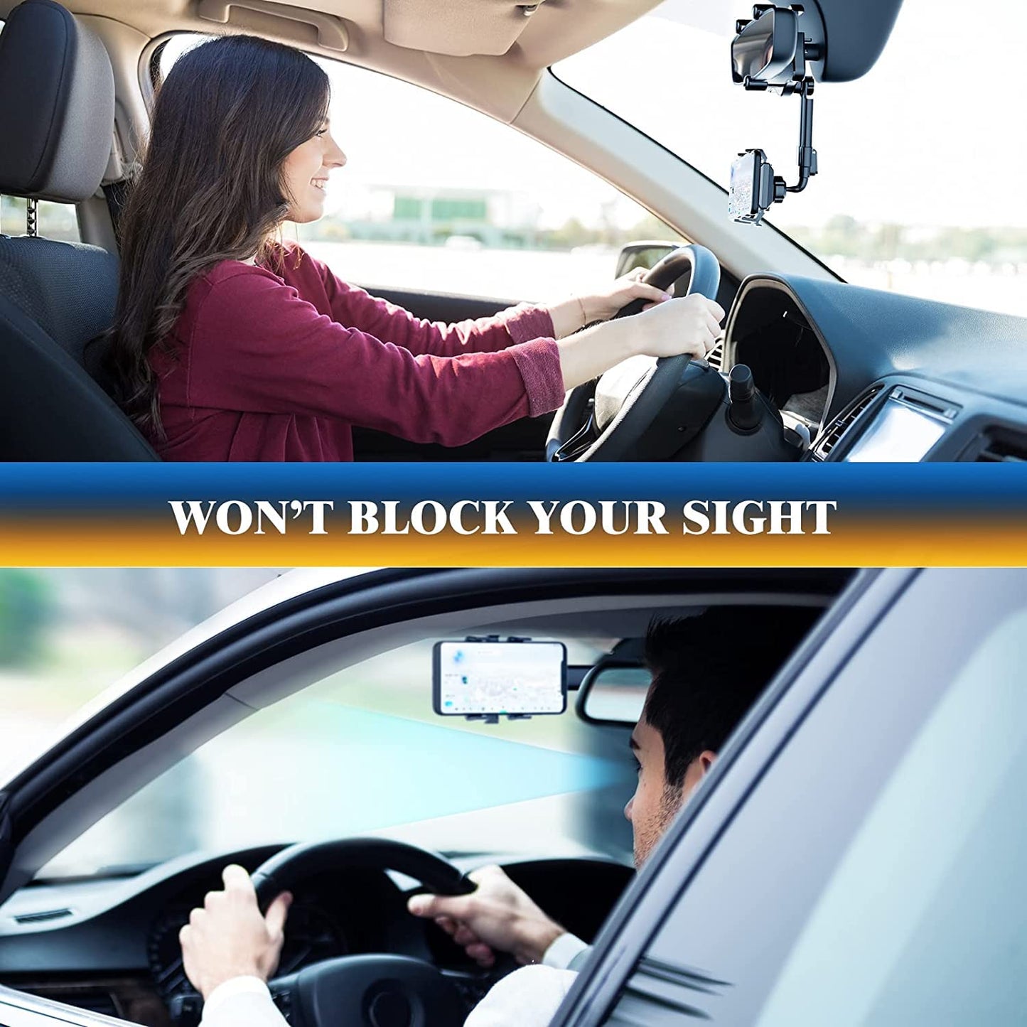 360° Car Rearview Mirror Phone Holder – Universal Auto Mount for Hands-Free Driving