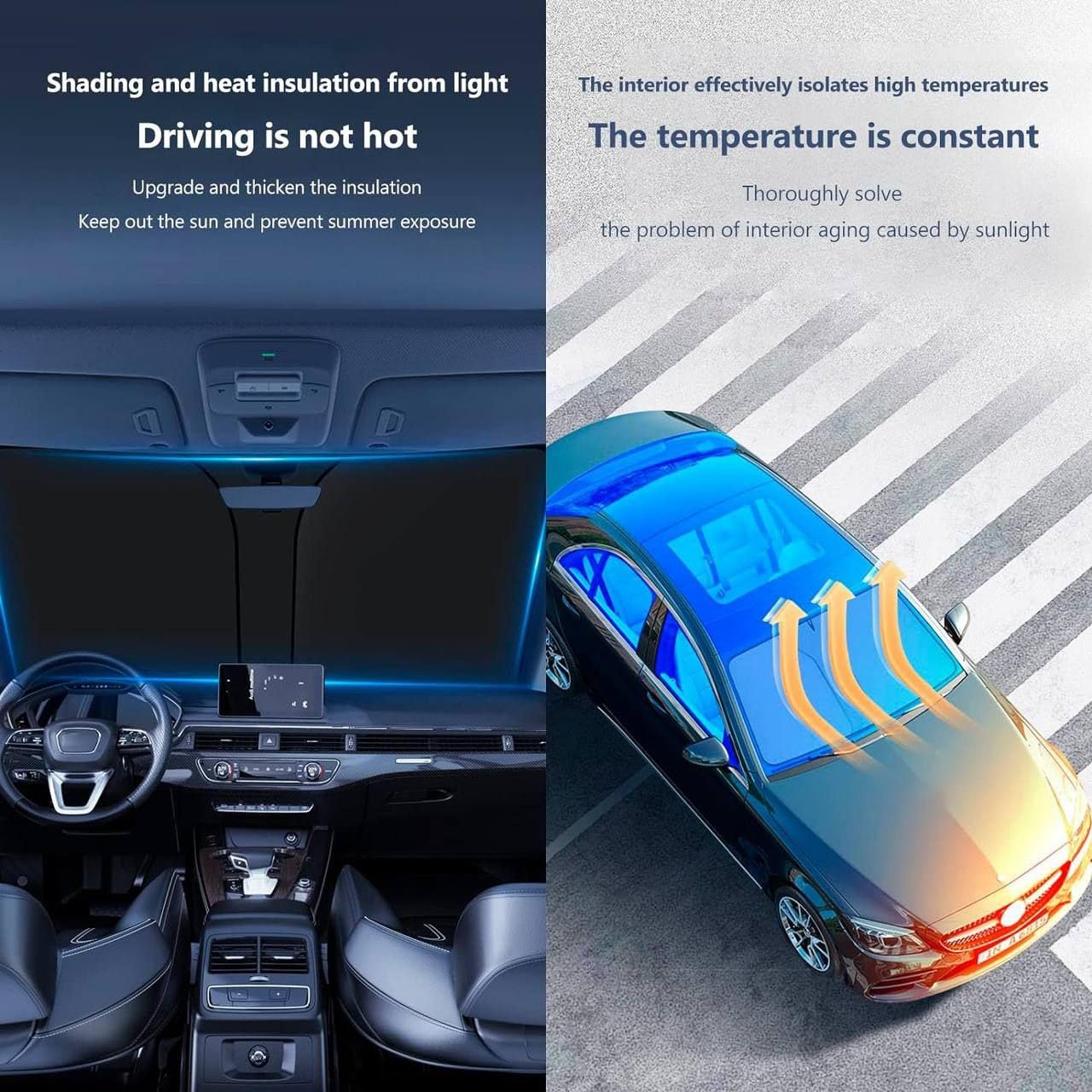 Folding Car Window Sunshade Cover – UV Protection & Heat Shield for Interior Cooling (Pack of 1)