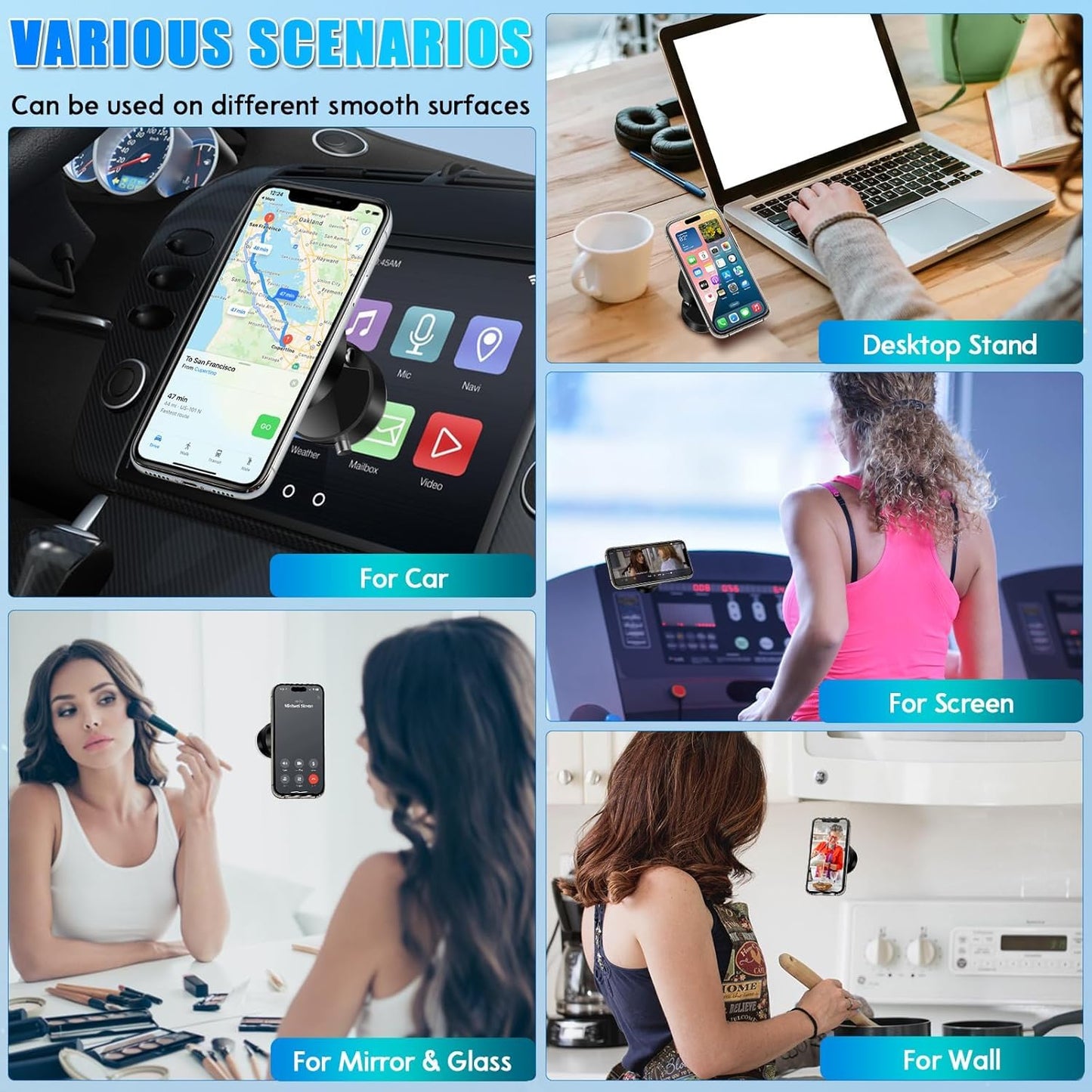360° Foldable Magnetic Phone Stand – Strong Vacuum Suction Mount for All Devices