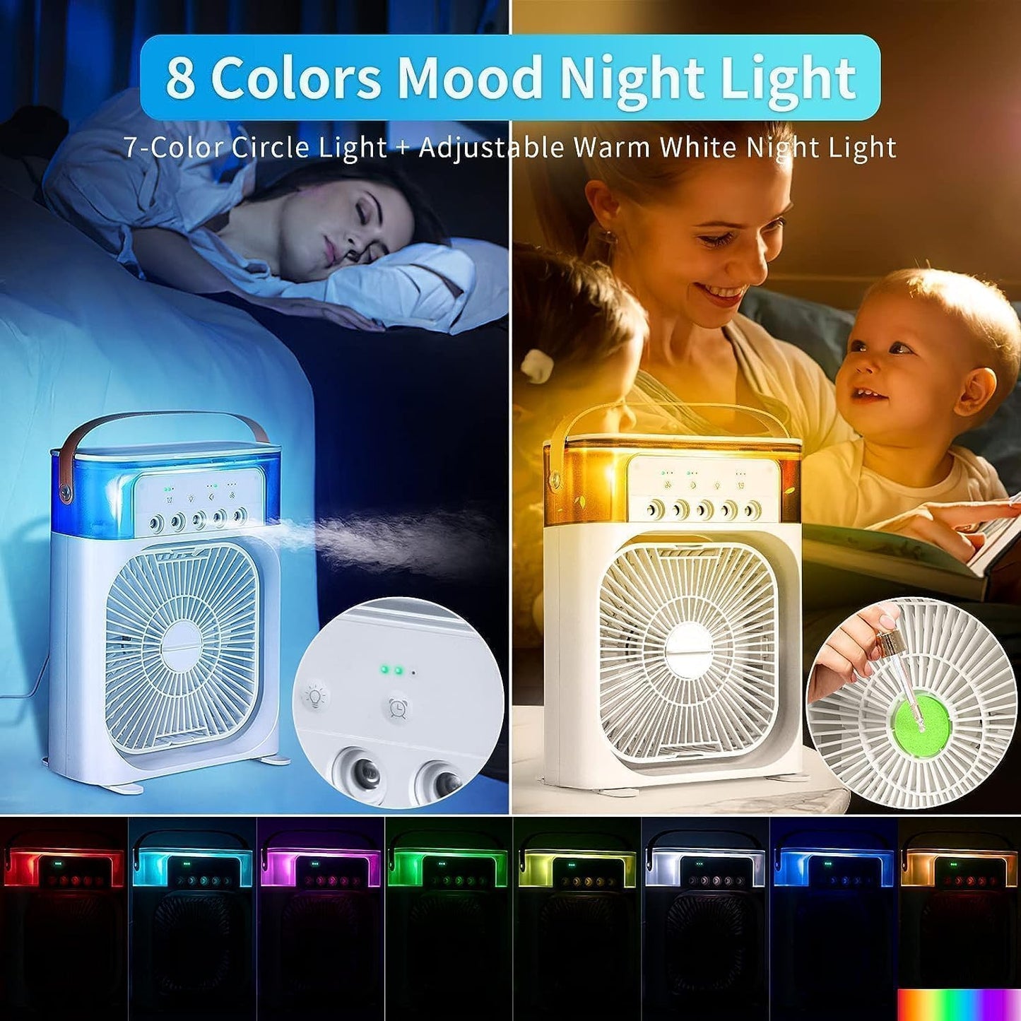 3-in-1 Personal Air Conditioner & Sprayer - Portable USB Powered Humidifier & Air Cooler for Home/Office