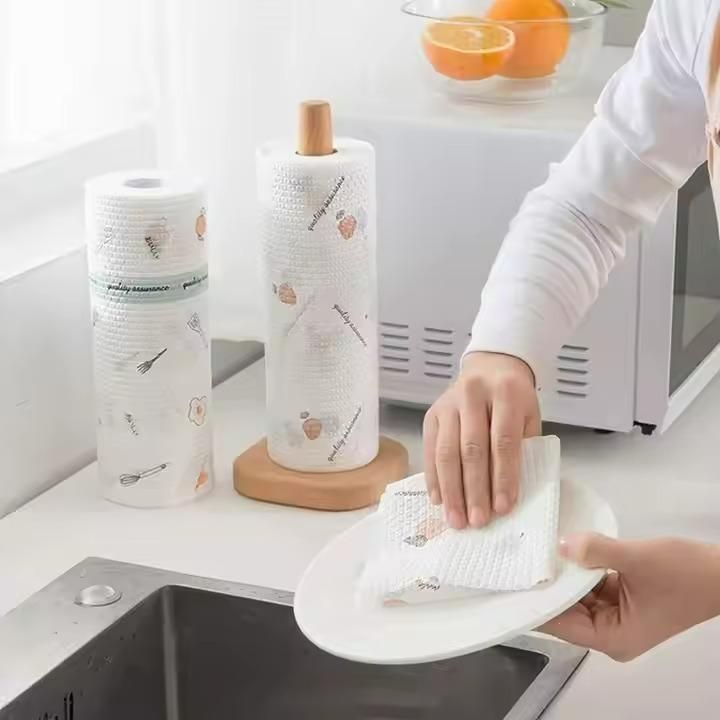 Eco-Friendly Disposable Cleaning Towel Roll โ 40 Pcs Strong Absorbent Paper Towels for Kitchen & Multi-Surface Cleaning