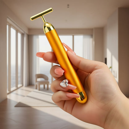 24K Gold Facial Roller – Anti-Aging Electric Massage Bar for Skin Tightening