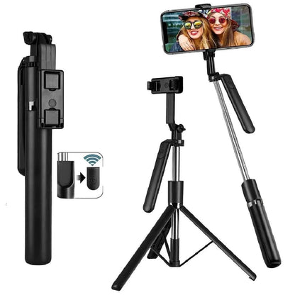 3-in-1 Extendable Selfie Stick Tripod with Flash & Bluetooth Remote – for Reels, Vlogs & Trave ( iPhone & Android )