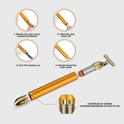 24K Gold Facial Roller – Anti-Aging Electric Massage Bar for Skin Tightening