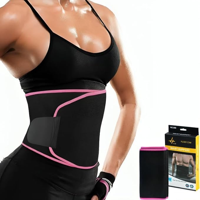 Adjustable Waist Trimmer Belt for Men & Women - Lightweight Neoprene Waist Support ( Belly Fat Trimmer & Waist Shaper Sweat Belt )