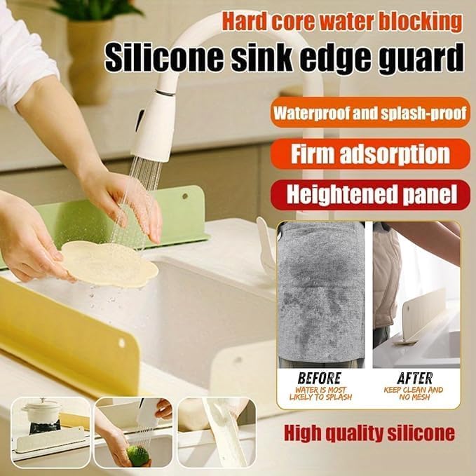 Kitchen Sink Silicone Splash Barrier – Anti-Splash Water Baffle & Oil-Proof Sink Baffle Plate ( Pack of 2 )
