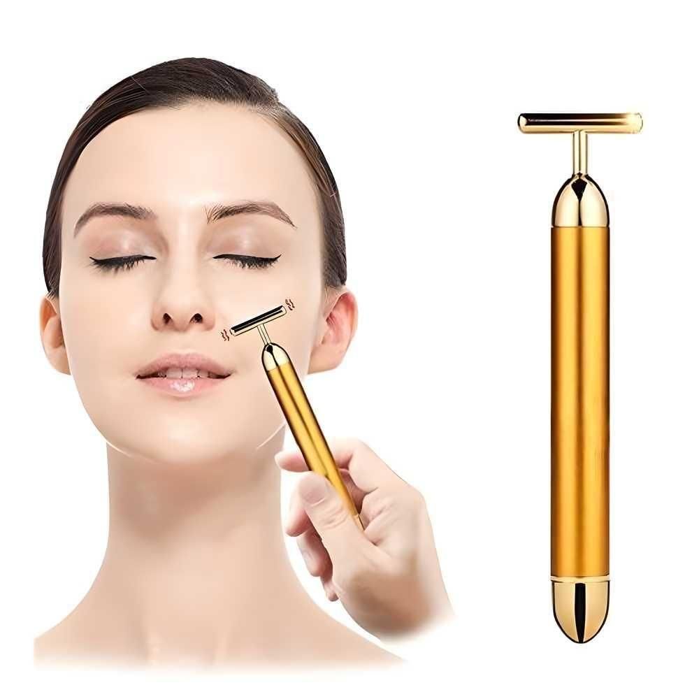 24K Gold Facial Roller – Anti-Aging Electric Massage Bar for Skin Tightening