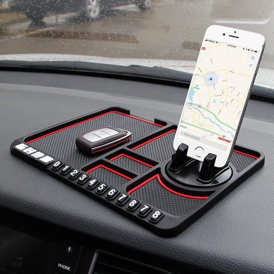 Silicone Dashboard Phone Holder – Anti-Slip Car Stand with Parking Number Plate
