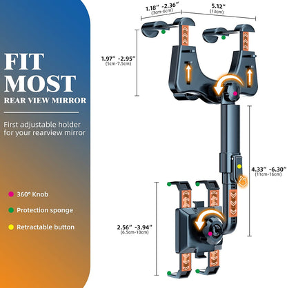 360° Car Rearview Mirror Phone Holder – Universal Auto Mount for Hands-Free Driving
