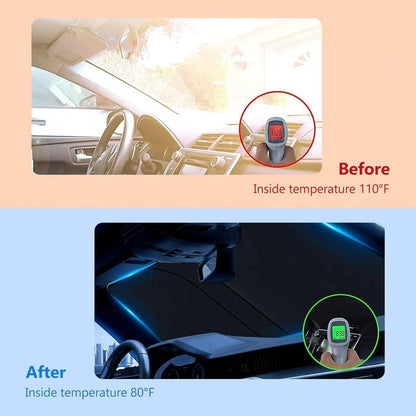 Folding Car Window Sunshade Cover – UV Protection & Heat Shield for Interior Cooling (Pack of 1)
